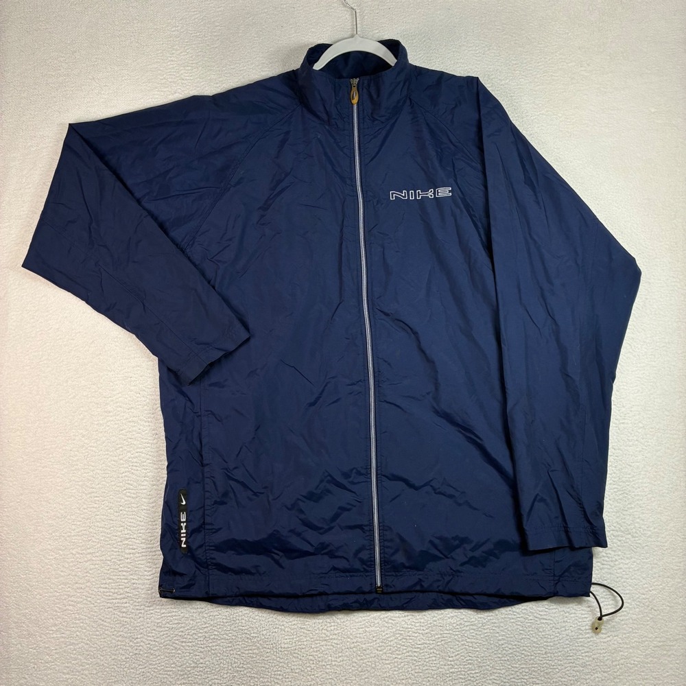 Vintage Nike Windbreaker Men 2XL Blue Full Zip Track Jacket Vented Nylon Y2K